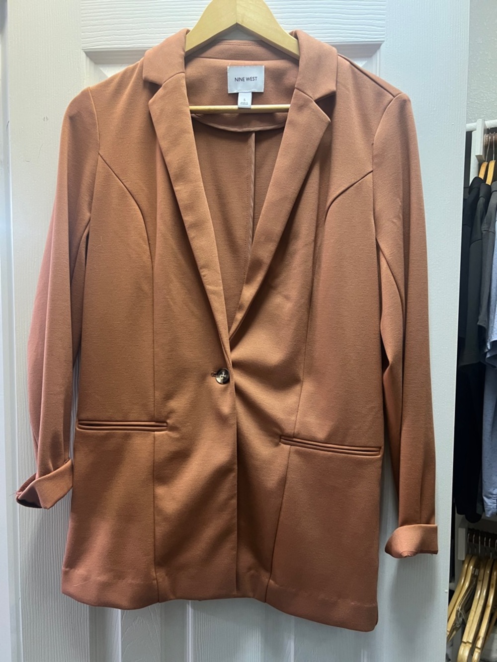 Nine West Rust-Orange Single-Button Blazer